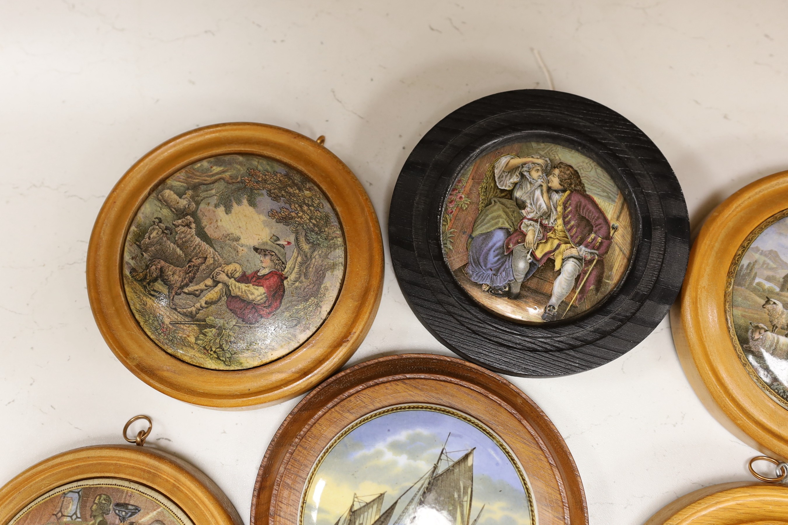 A selection of ten various Victorian pot lids